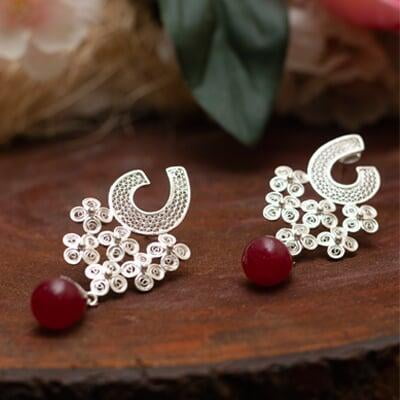 Silver Earing Red