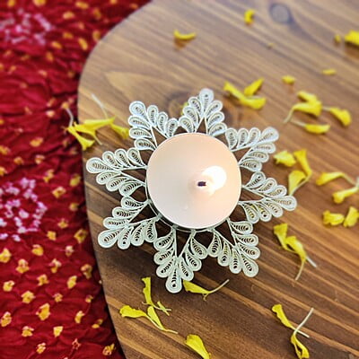 FLORAL SILVER FILIGREE DIYA