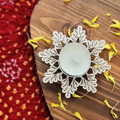 FLORAL SILVER FILIGREE DIYA