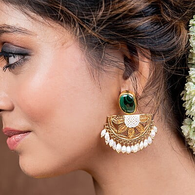 Kshitija Gold Plated Silver Chandbali Kshitija Gold Plated Silver Chandbali