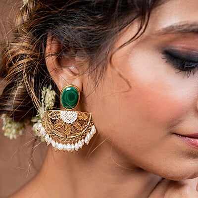 Kshitija Gold Plated Silver Chandbali Kshitija Gold Plated Silver Chandbali