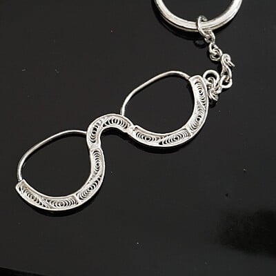 Pince-nez Sterling Silver Keychain