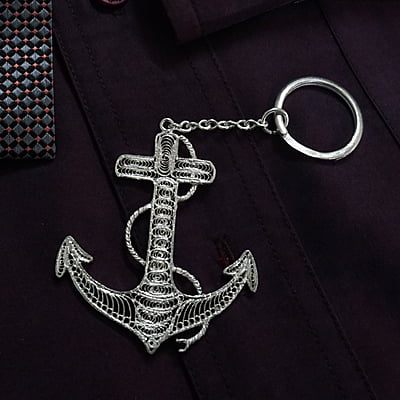 Marino Silver Anchor Keychain