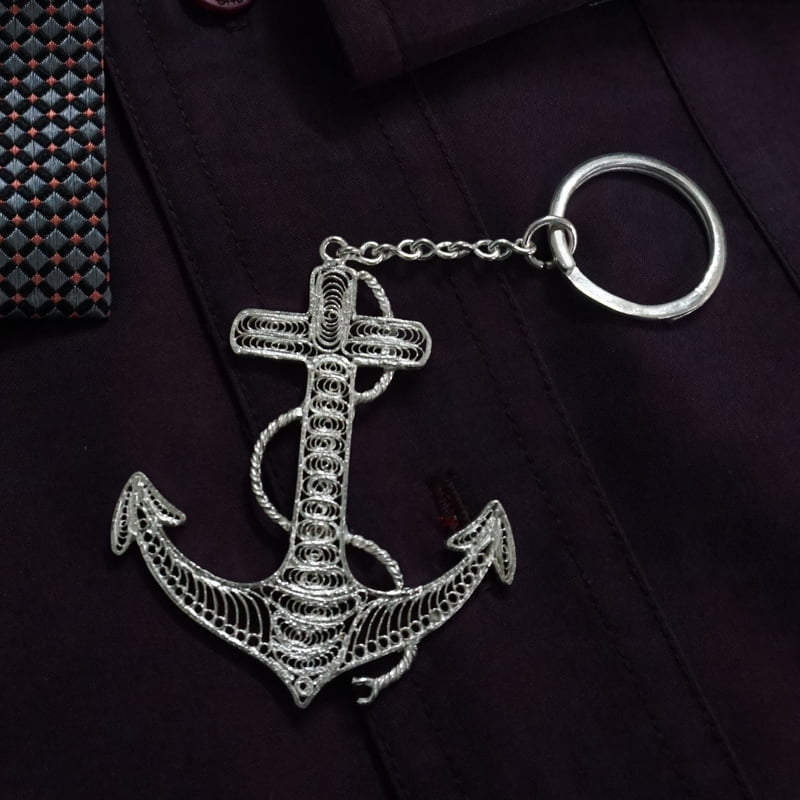 Marino Silver Anchor Keychain