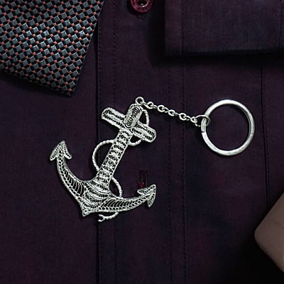 Marino Silver Anchor Keychain