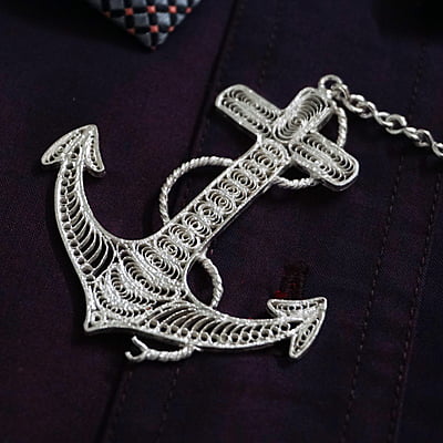 Marino Silver Anchor Keychain