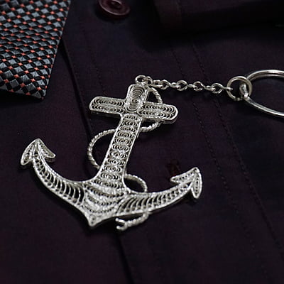 Marino Silver Anchor Keychain