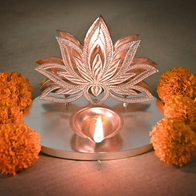 Dazzling floral filigree diya