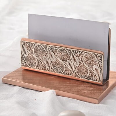 Silver filigree visiting card holder