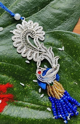 Silver Peacock Lumba Rakhi