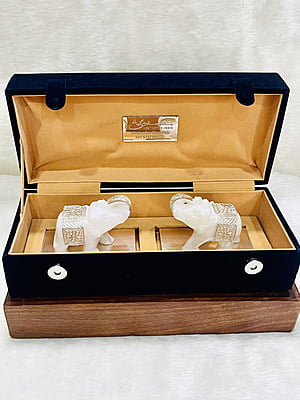 Silver Filigree White Marble Elephant Showpiece Silver Filigree White Marble Elephant Showpiece
