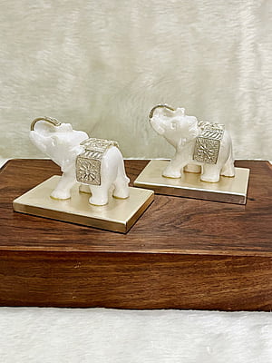 Silver Filigree White Marble Elephant Showpiece Silver Filigree White Marble Elephant Showpiece