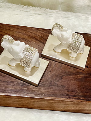 Silver Filigree White Marble Elephant Showpiece Silver Filigree White Marble Elephant Showpiece
