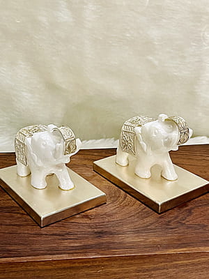 Silver Filigree White Marble Elephant Showpiece Silver Filigree White Marble Elephant Showpiece