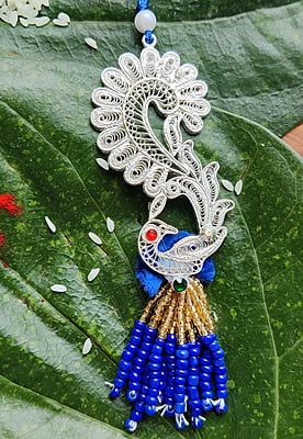 Silver Peacock Lumba Rakhi